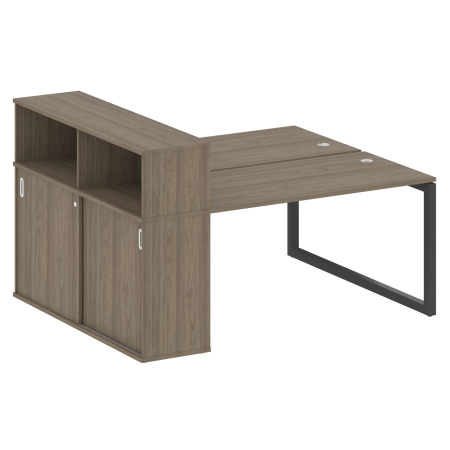 Metal System Quattro Рабочая станция с шкафом-купе на О-образном м/к 50БО.РС-СШК-2.3 Т Вяз Благородный/Металл Антрацит 1810*1475*1098