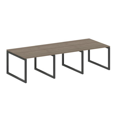 Metal System Quattro Переговорный стол (3 столешницы) на О-оразном м/к 50БО.ПРГ-3.1 Вяз Благородный/Металл Антрацит 3000*1235*750