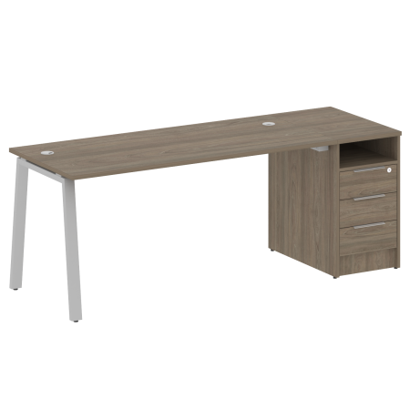 Metal System Рабочая станция с тумбой на А-образном м/к БА.РС-СТП-1.4 Вяз Благородный/Металл Серый 2012*720*750 Metal System Рабочая станция с тумбой на А-образном м/к БА.РС-СТП-1.4 Вяз Благородный/Металл Серый 2012*720*750