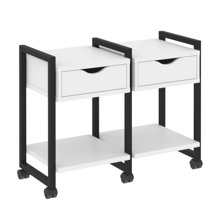 Loft Тумба на колесных опорах VR.L-TN-1.K Белый Бриллиант/Металл Черный 970*460*767
