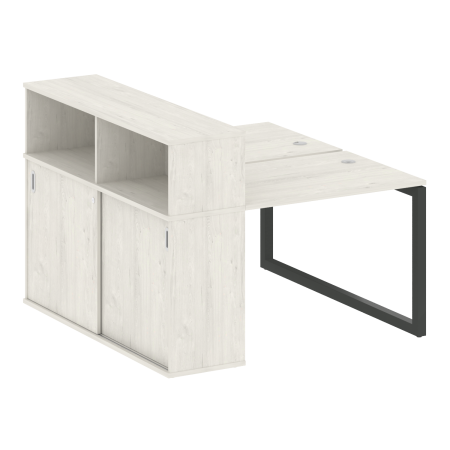 Metal System Quattro Рабочая станция с шкафом-купе на О-образном м/к 50БО.РС-СШК-2.1 Т Дуб Наварра/Металл Антрацит 1410*1475*1098
