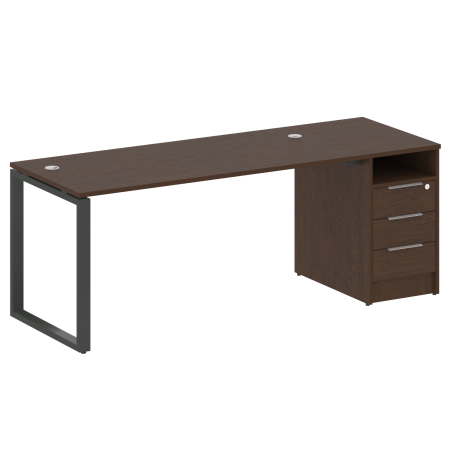 Metal System Рабочая станция с тумбой на О-образном м/к БО.РС-СТП-1.4 Венге Цаво/Металл Антрацит 2012*720*750 Metal System Рабочая станция с тумбой на О-образном м/к БО.РС-СТП-1.4 Венге Цаво/Металл Антрацит 2012*720*750