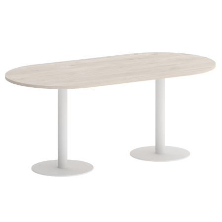 Home Office Стол овальный VR.SP-5-180.1 Денвер Светлый/Металл Белый 1800*900*753 Home Office Стол овальный VR.SP-5-180.1 Денвер Светлый/Металл Белый 1800*900*753