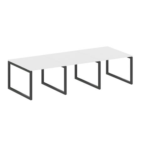 Metal System Quattro Переговорный стол (3 столешницы) на О-оразном м/к 50БО.ПРГ-3.1 Белый/Металл Антрацит 3000*1235*750