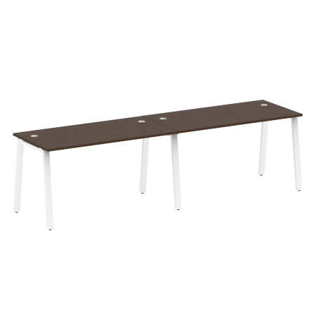 Metal System Рабочая станция на 2 места на А-образном м/к БА.СМ-2.3 Венге Цаво/Металл Белый 2800*720*750 Metal System Рабочая станция на 2 места на А-образном м/к БА.СМ-2.3 Венге Цаво/Металл Белый 2800*720*750