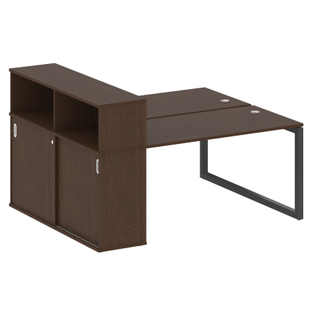 Metal System Quattro Рабочая станция с шкафом-купе на О-образном м/к 50БО.РС-СШК-2.3 Т Венге Цаво/Металл Антрацит 1810*1475*1098
