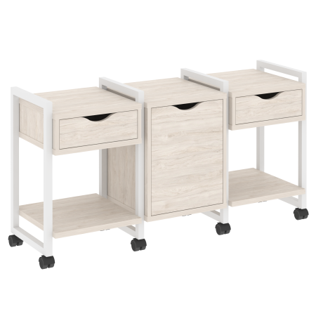 Loft Тумба на колесных опорах VR.L-TN-6.K Денвер Светлый/Металл Белый 1440*460*767