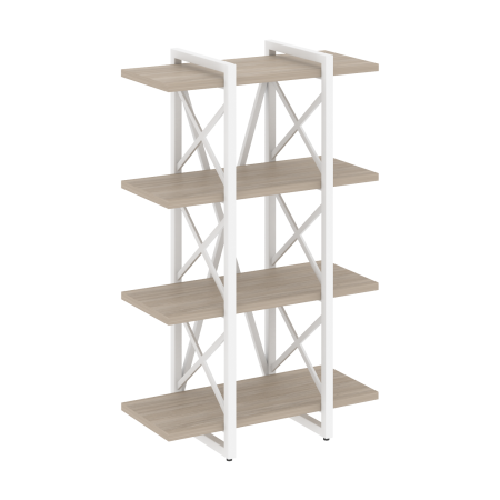 Loft Стеллаж на рег. опорах-4 полки VR.L-MST.O-4.4V Дуб Аттик/Металл Белый 800*400*1280