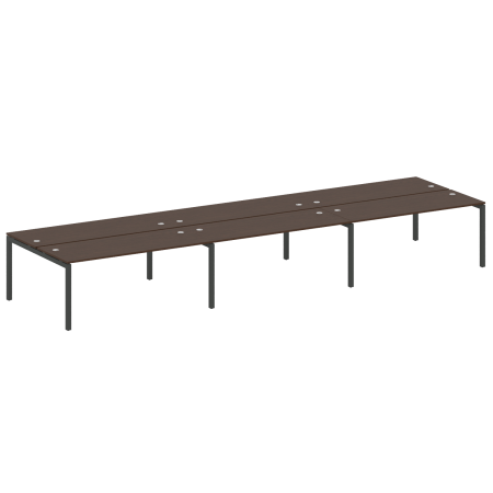 Metal System Quattro Рабочая станция на 6 раб. мест на П-образном м/к 50БП.СМ-6.5 Венге Цаво/Металл Антрацит 5400*1475*750