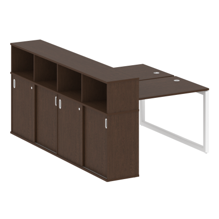 Metal System Quattro Рабочая станция с шкафом-купе на О-образном м/к 50БО.РС-СШК-4.2 Т Венге Цаво/Металл Белый 1610*2332*1098