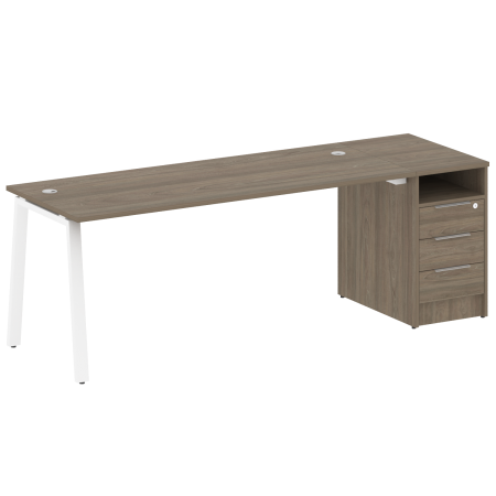 Metal System Рабочая станция с тумбой на А-образном м/к БА.РС-СТП-1.5 Вяз Благородный/Металл Белый 2212*720*750 Metal System Рабочая станция с тумбой на А-образном м/к БА.РС-СТП-1.5 Вяз Благородный/Металл Белый 2212*720*750