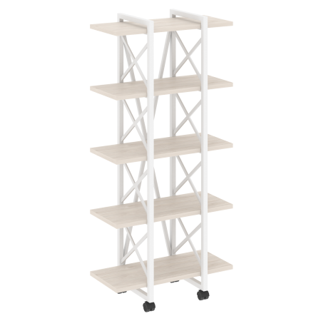 Loft Стеллаж на колесных опорах-5 полок VR.L-MST.K-5.4V Денвер Светлый/Металл Белый 800*400*1704