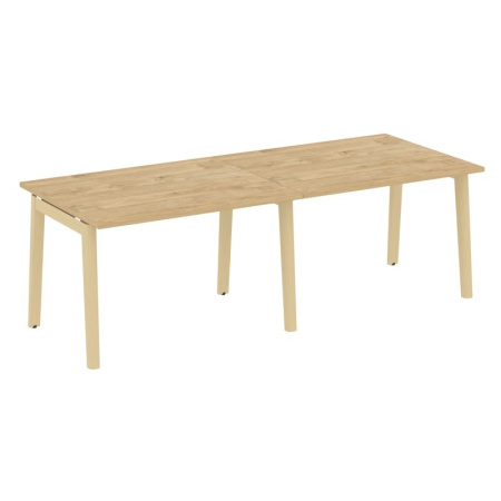 Onix Wood Стол переговорный (2 столешницы) OW.PRG-2.2 Тиквуд Светлый/Дуб Светлый/Металл Белый 2360*980*750