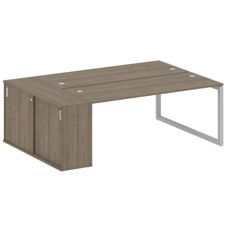 Metal System Quattro Рабочая станция с шкафом-купе на О-образном м/к 50БО.РС-СШК-1.5 Т Вяз Благородный/Металл Серый 2210*1475*750