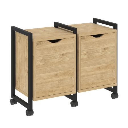 Loft Тумба на колесных опорах VR.L-TN-2.K Тиквуд Светлый/Металл Черный 970*460*767