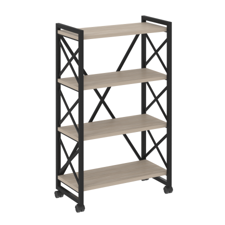 Loft Стеллаж на колесных опорах-4 полки VR.L-MST.K-4.8 Дуб Аттик/Металл Черный 800*400*1334