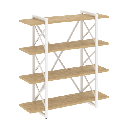 Loft Стеллаж на рег. опорах-4 полки VR.L-MST.O-4.8V Тиквуд Светлый/Металл Белый 1200*400*1280