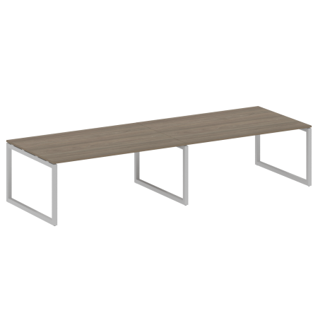 Metal System Quattro Переговорный стол (2 столешницы) на О-образном м/к 50БО.ПРГ-2.5 Вяз Благородный/Металл Серый 3600*1235*750