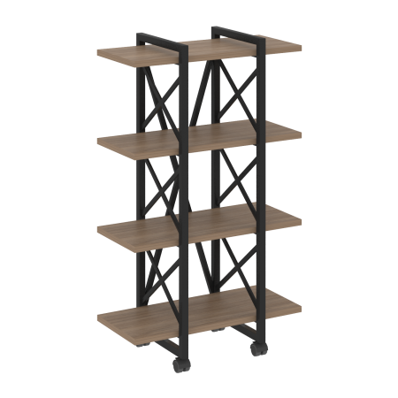 Loft Стеллаж на колесных опорах-4 полки VR.L-MST.K-4.4V Дуб Аризона/Металл Черный 800*400*1334