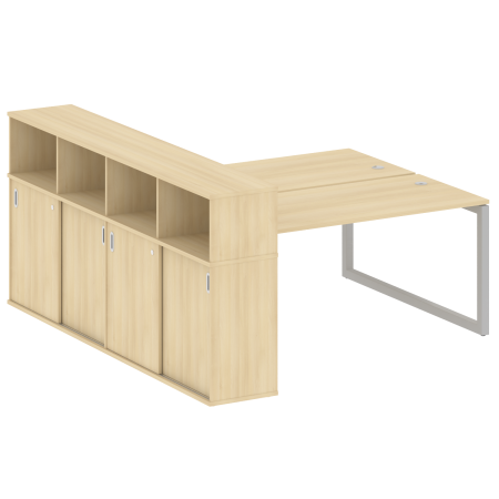 Metal System Quattro Рабочая станция с шкафом-купе на О-образном м/к 50БО.РС-СШК-4.4 Т Акация Лорка/Металл Серый 2010*2332*1098