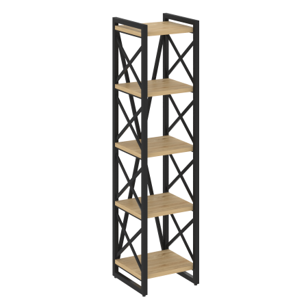 Loft Стеллаж на рег. опорах-5 полок VR.L-MST.O-5.4 Тиквуд Светлый/Металл Черный 400*400*1650