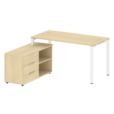 Metal System Рабочая станция с тумбой на П-образном м/к БП.РС-СТС-2.3 (L) Акация Лорка/Металл Белый 1500*1520*750 Metal System Рабочая станция с тумбой на П-образном м/к БП.РС-СТС-2.3 (L) Акация Лорка/Металл Белый 1500*1520*750