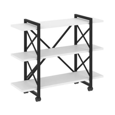 Loft Стеллаж на колесных опорах-3 полки VR.L-MST.K-3.8V Белый Бриллиант/Металл Черный 1200*400*968