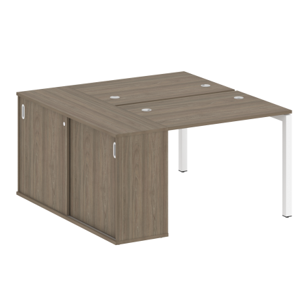 Metal System Quattro Рабочая станция с шкафом-купе на П-образном м/к 50БП.РС-СШК-1.1 Т Вяз Благородный/Металл Белый 1410*1475*750