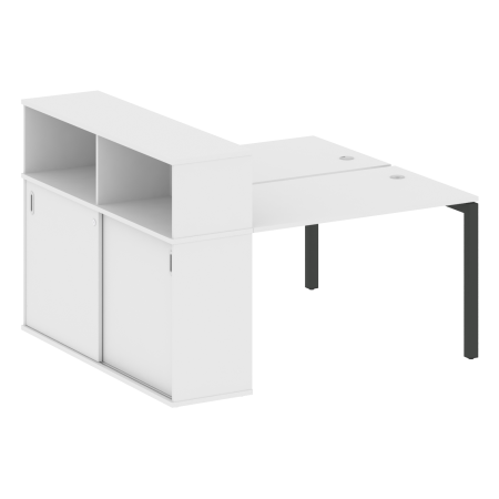 Metal System Quattro Рабочая станция с шкафом-купе на П-образном м/к 50БП.РС-СШК-2.2 Т Белый/Металл Антрацит 1610*1475*1098