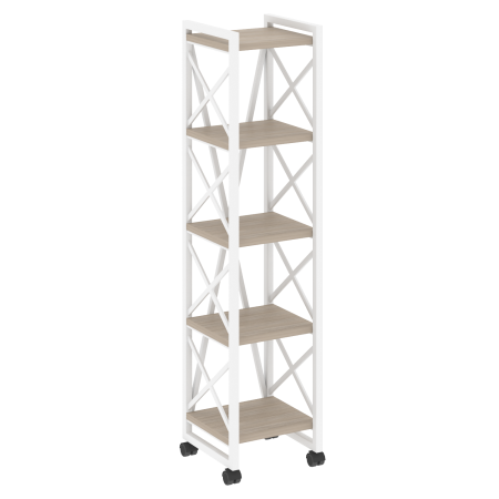 Loft Стеллаж на колесных опорах-5 полок VR.L-MST.K-5.4 Дуб Аттик/Металл Белый 400*400*1704 Loft Стеллаж на колесных опорах-5 полок VR.L-MST.K-5.4 Дуб Аттик/Металл Белый 400*400*1704