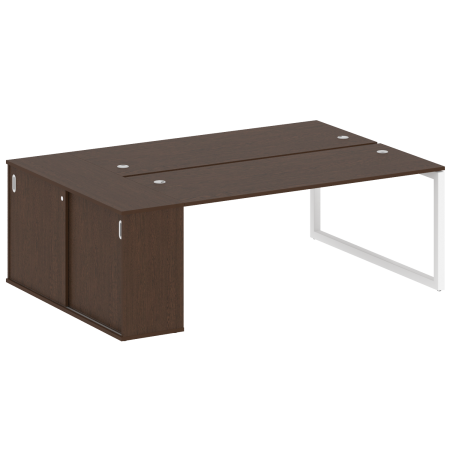 Metal System Quattro Рабочая станция с шкафом-купе на О-образном м/к 50БО.РС-СШК-1.5 Т Венге Цаво/Металл Белый 2210*1475*750