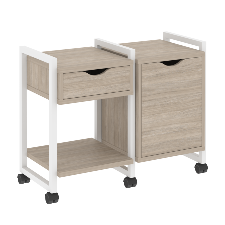 Loft Тумба на колесных опорах VR.L-TN-3.K Дуб Аттик/Металл Белый 970*460*767