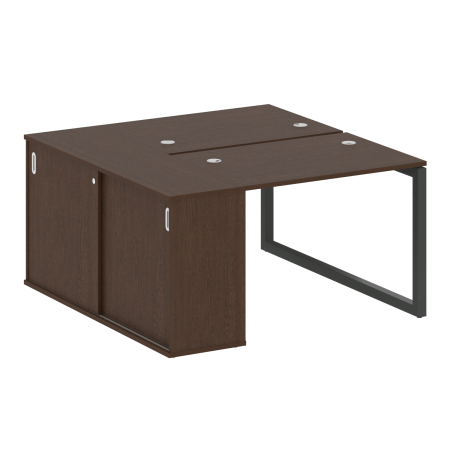 Metal System Quattro Рабочая станция с шкафом-купе на О-образном м/к 50БО.РС-СШК-1.1 Т Венге Цаво/Металл Антрацит 1410*1475*750