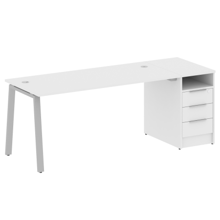 Metal System Рабочая станция с тумбой на А-образном м/к БА.РС-СТП-1.4 Белый/Металл Серый 2012*720*750 Metal System Рабочая станция с тумбой на А-образном м/к БА.РС-СТП-1.4 Белый/Металл Серый 2012*720*750