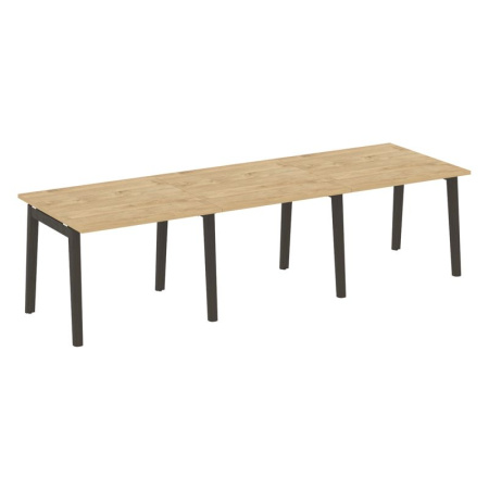 Onix Wood Стол переговорный (3 столешницы) OW.PRG-3.1 Тиквуд Светлый/Дуб Темный/Металл Антрацит 2940*980*750