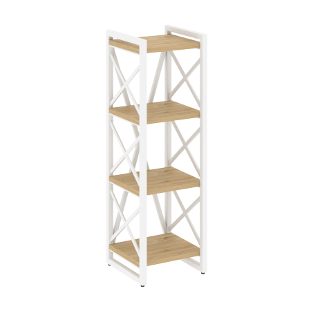 Loft Стеллаж на рег. опорах-4 полки VR.L-MST.O-4.4 Тиквуд Светлый/Металл Белый 400*400*1280