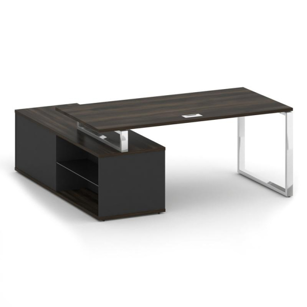 Shift Стол руководителя с опорной греденцией, правый SK.SRG-180 (R) Дуб Мали/Антрацит 1800*1800*753