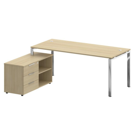 Metal System Direct Стол руковод. с тумбой БГ.СРТ-5.8 (L) Акация Лорка/Нержавеющая Сталь 1900*1620*750 Metal System Direct Стол руковод. с тумбой БГ.СРТ-5.8 (L) Акация Лорка/Нержавеющая Сталь 1900*1620*750