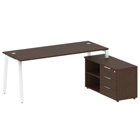 Metal System Рабочая станция с тумбой на А-образном м/к БА.РС-СТС-2.5 (R) Венге Цаво/Металл Белый 1900*1520*750 Metal System Рабочая станция с тумбой на А-образном м/к БА.РС-СТС-2.5 (R) Венге Цаво/Металл Белый 1900*1520*750