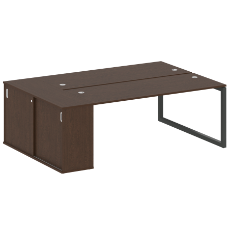 Metal System Quattro Рабочая станция с шкафом-купе на О-образном м/к 50БО.РС-СШК-1.5 Т Венге Цаво/Металл Антрацит 2210*1475*750