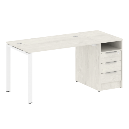 Metal System Рабочая станция с тумбой на П-образном м/к БП.РС-СТП-1.2 Дуб Наварра/Металл Белый 1612*720*750 Metal System Рабочая станция с тумбой на П-образном м/к БП.РС-СТП-1.2 Дуб Наварра/Металл Белый 1612*720*750