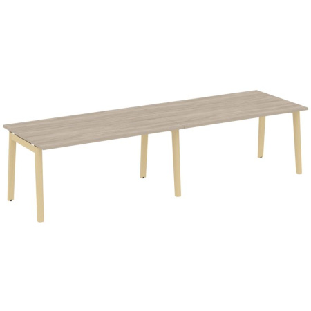 Onix Wood Стол переговорный (2 столешницы) OW.PRG-2.4 Дуб Аттик/Дуб Светлый/Металл Белый 3160*980*750
