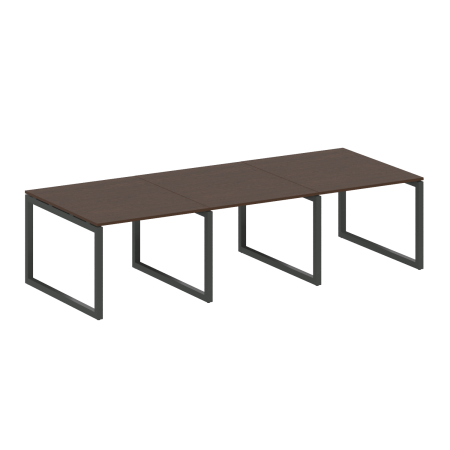 Metal System Quattro Переговорный стол (3 столешницы) на О-оразном м/к 50БО.ПРГ-3.1 Венге Цаво/Металл Антрацит 3000*1235*750