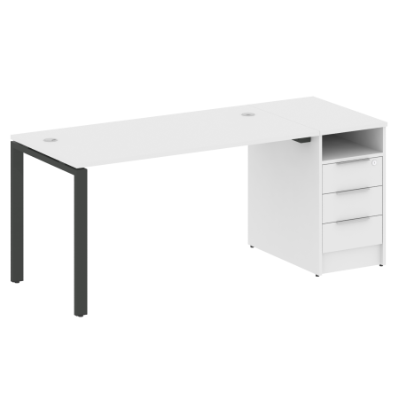 Metal System Рабочая станция с тумбой на П-образном м/к БП.РС-СТП-1.3 Белый/Металл Антрацит 1812*720*750 Metal System Рабочая станция с тумбой на П-образном м/к БП.РС-СТП-1.3 Белый/Металл Антрацит 1812*720*750