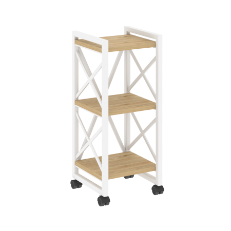 Loft Стеллаж на колесных опорах-3 полки VR.L-MST.K-3.4 Тиквуд Светлый/Металл Белый 400*400*968