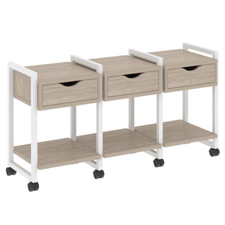 Loft Тумба на колесных опорах VR.L-TN-4.K Дуб Аттик/Металл Белый 1440*460*767