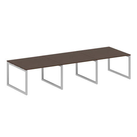 Metal System Quattro Переговорный стол (3 столешницы) на О-оразном м/к 50БО.ПРГ-3.2 Венге Цаво/Металл Серый 3600*1235*750