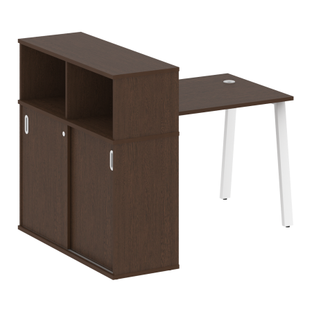 Metal System Стол письменный с шкафом-купе на А-образном м/к БА.РС-СШК-3.1 Т Венге Цаво/Металл Белый 1410*1120*1098 Metal System Стол письменный с шкафом-купе на А-образном м/к БА.РС-СШК-3.1 Т Венге Цаво/Металл Белый 1410*1120*1098