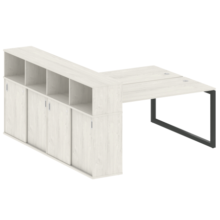 Metal System Quattro Рабочая станция с шкафом-купе на О-образном м/к 50БО.РС-СШК-4.4 Т Дуб Наварра/Металл Антрацит 2010*2332*1098
