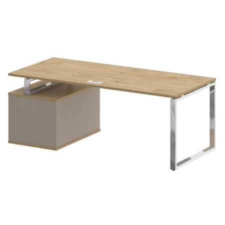 Shift Стол руководителя с опорной тумбой, правый SK.SRT-200 (R) Тиквуд Светлый/Капучино 2000*904*753